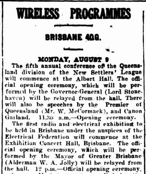 Excerpt from "The Northern Star" (Lismore, New South Wales) newspaper of 7 August 1926, page 9.